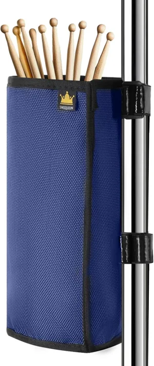 Drum Sticks Holder Bag for Drumsticks and Mallets Holds Up to 10 Pairs, Anti-falling Drumsticks Holder Bag with No-Slip Two Straps, Large Capacity Drum Stick Holder (Blue)