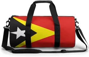 East Timor Flag Large Capacity Gym Duffel Bag for Men Women Dry Wet Separation Travel Overnight