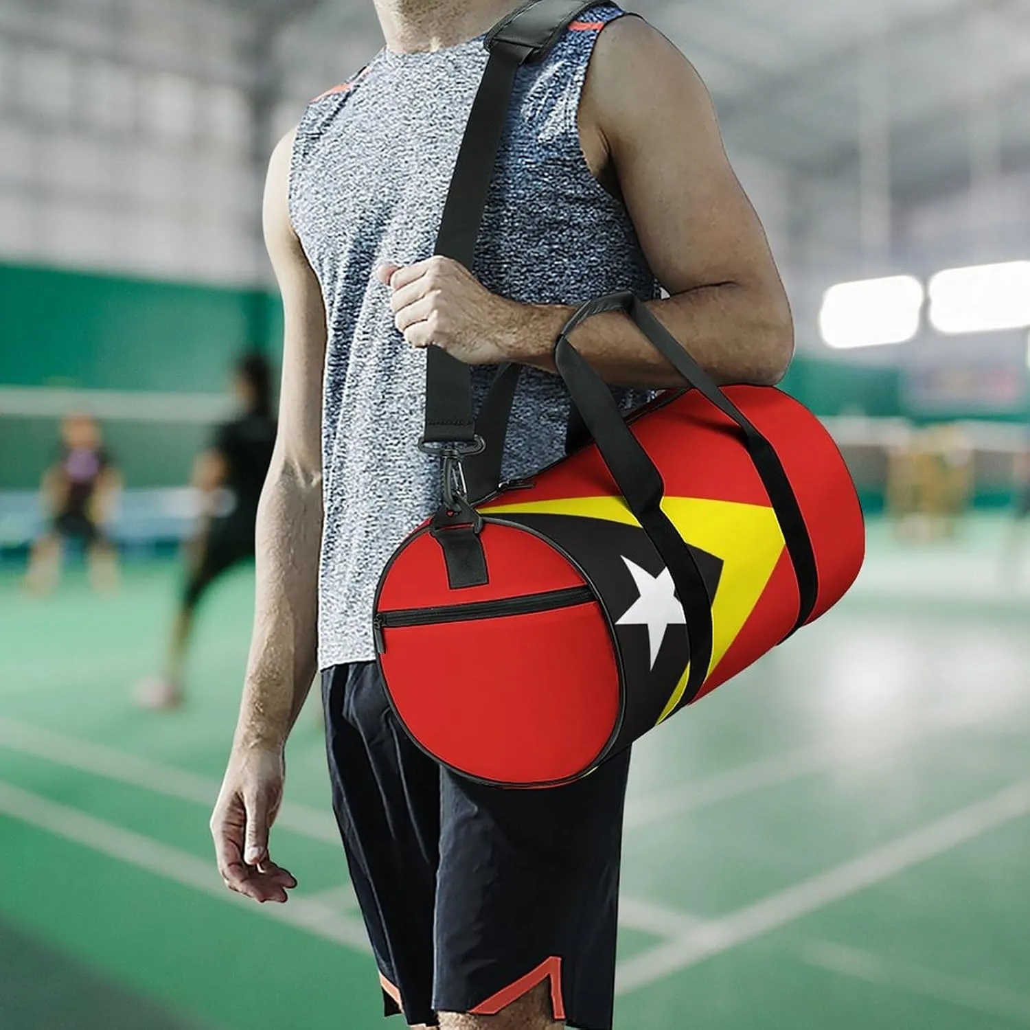 East Timor Flag Large Capacity Gym Duffel Bag for Men Women Dry Wet Separation Travel Overnight