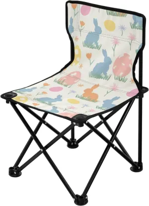 Easter Bunny Silhouette Pastel Collapsible Camping Chairs for Adults Ultra Lightweight Compact Folding Chair Includes Carry Bag