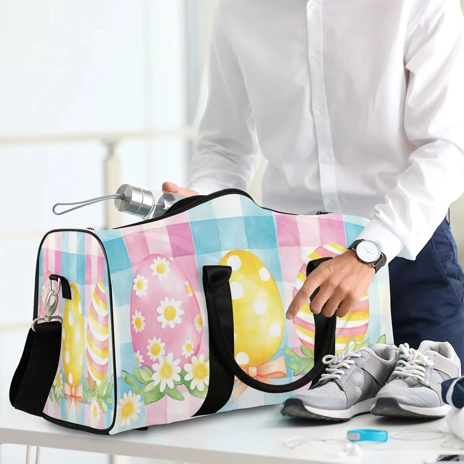 Easter Eggs Duffle Bag for Travel, Overnight Weekend Gym Carry On Luggage Bag, Cute Travel Duffel Bag for Men Women
