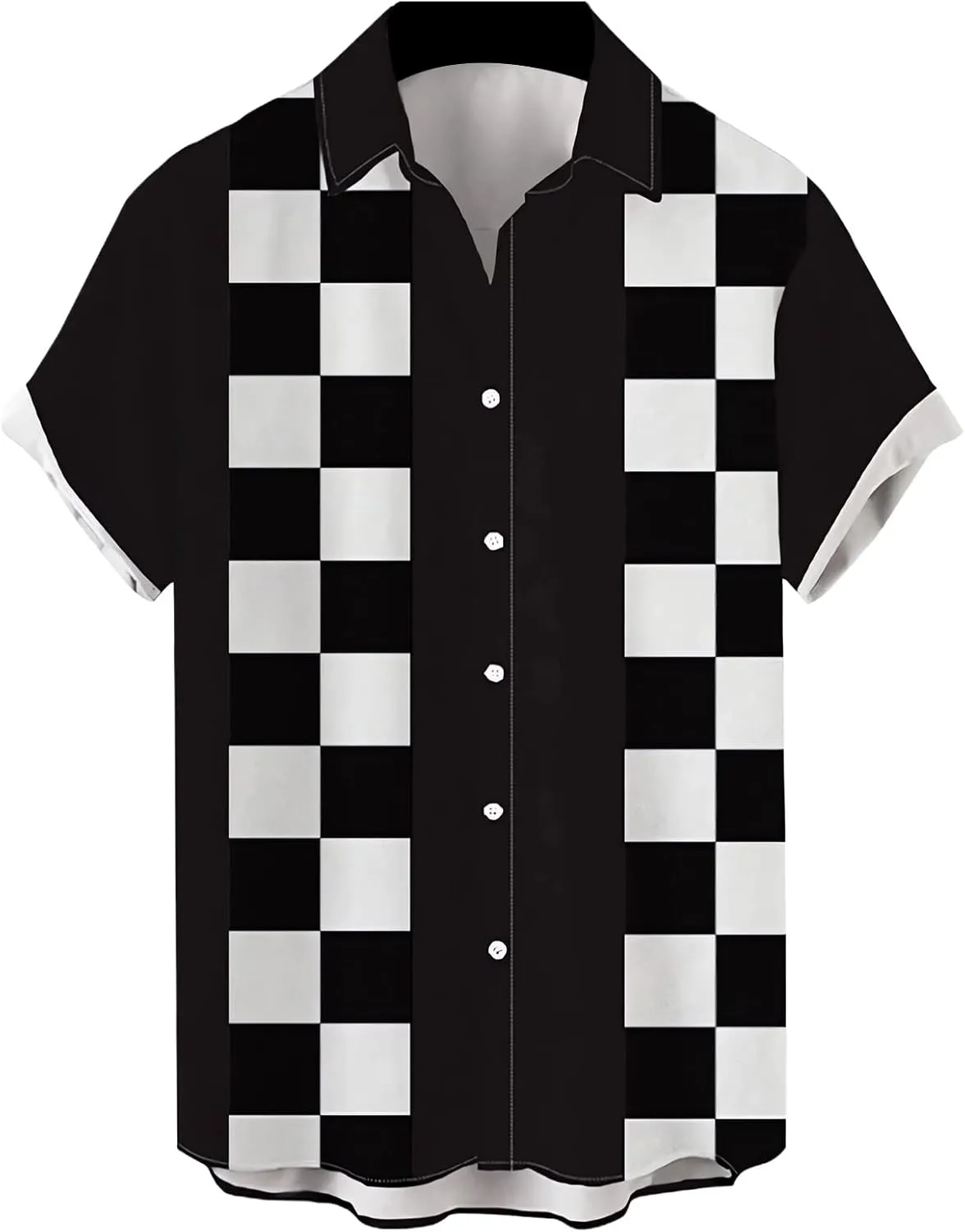 Ecosunny Bowling Shirts for Men Short Sleeve Polo Shirt Casual Slim Fit Golf Shirt