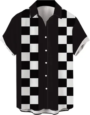 Ecosunny Bowling Shirts for Men Short Sleeve Polo Shirt Casual Slim Fit Golf Shirt
