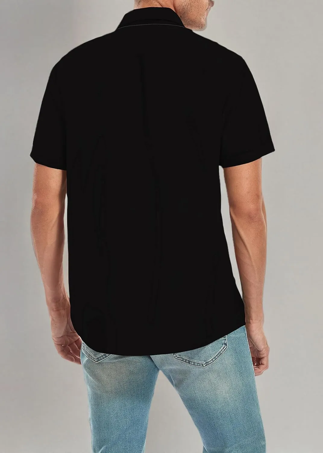 Ecosunny Bowling Shirts for Men Short Sleeve Polo Shirt Casual Slim Fit Golf Shirt