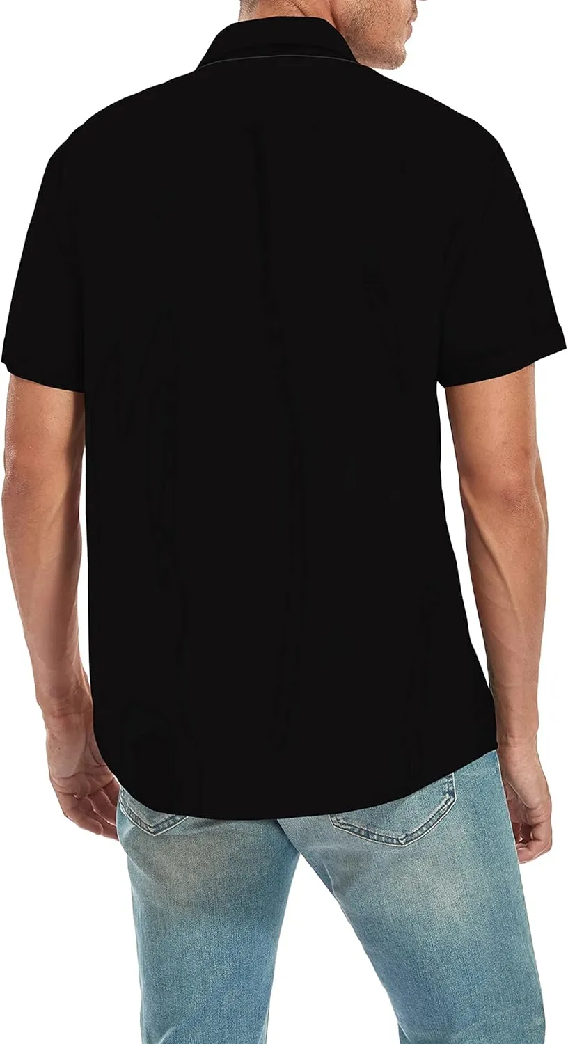 Ecosunny Bowling Shirts for Men Short Sleeve Polo Shirt Casual Slim Fit Golf Shirt