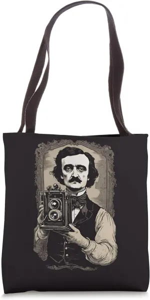 Edgar Allan Poe Selfie with Daguerreotype Camera Tote Bag