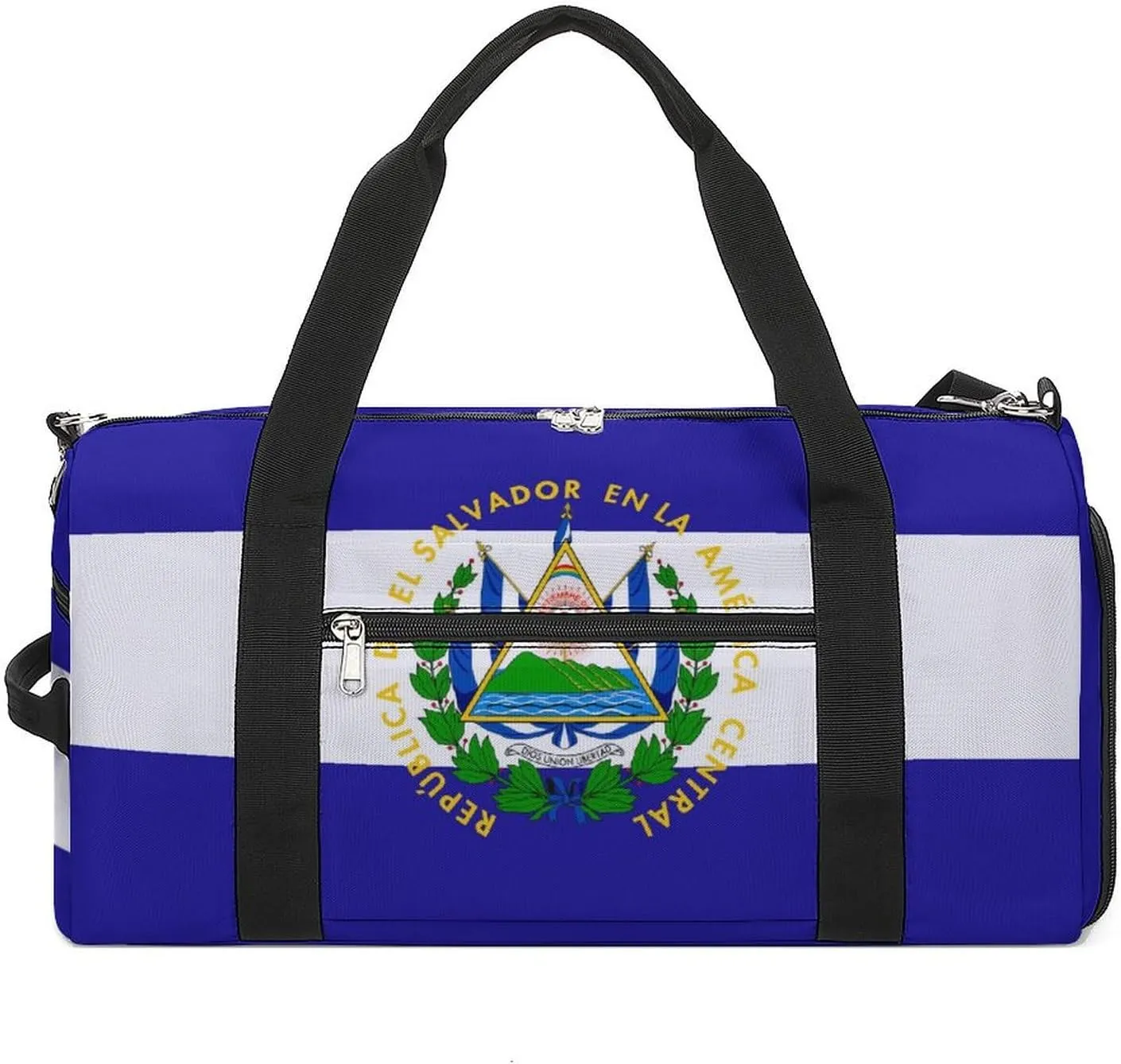 El Salvador Flag Travel Gym Bag with Shoe Compartment Waterproof Weekender for Sports Yoga Beach