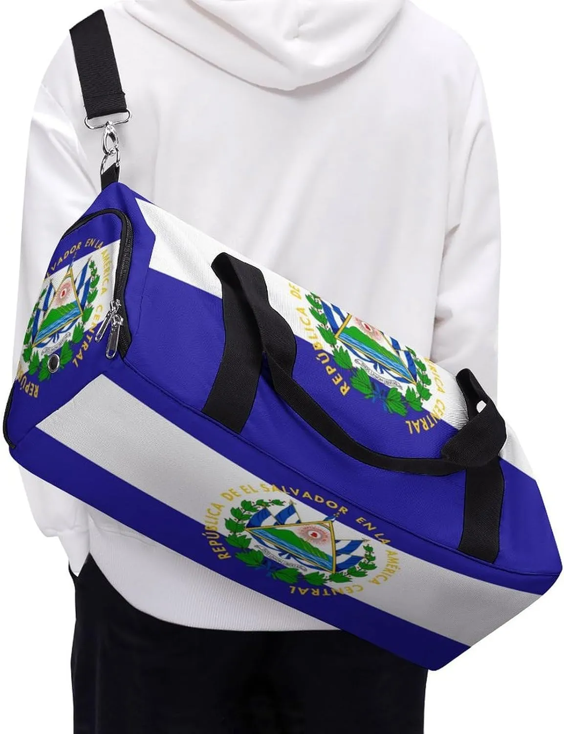 El Salvador Flag Travel Gym Bag with Shoe Compartment Waterproof Weekender for Sports Yoga Beach