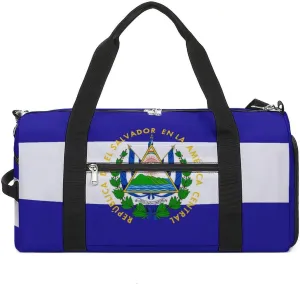 El Salvador Flag Travel Gym Bag with Shoe Compartment Waterproof Weekender for Sports Yoga Beach