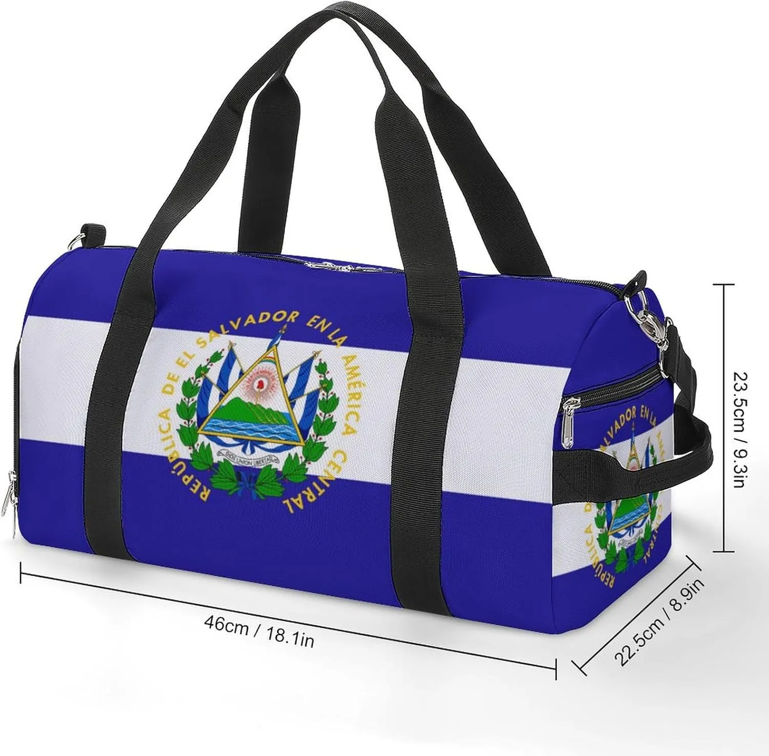 El Salvador Flag Travel Gym Bag with Shoe Compartment Waterproof Weekender for Sports Yoga Beach