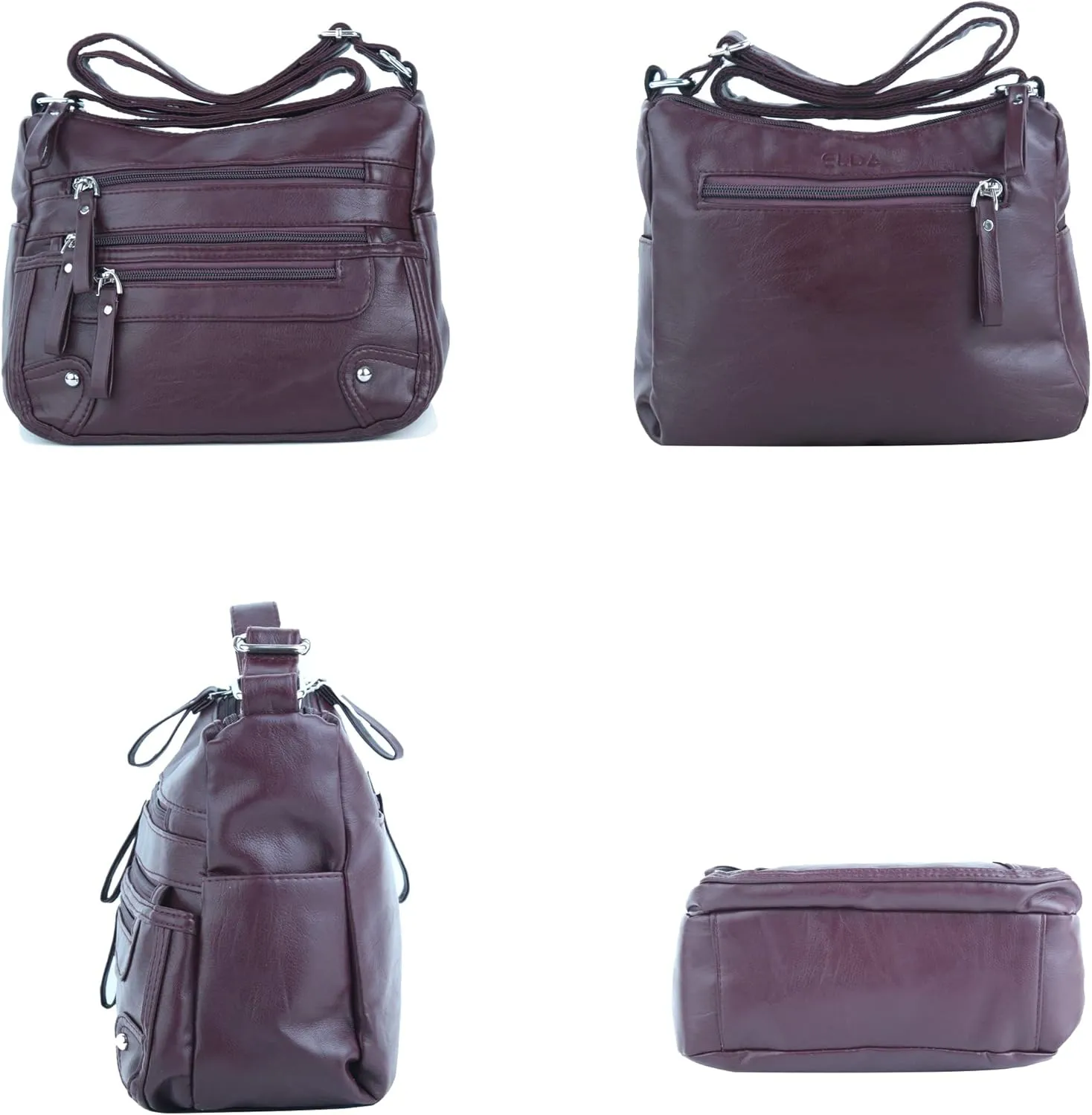 ELDA 10 Pockets Crossbody Purses for Women Medium Pocketbooks Lightweight Ladies Satchel Bag Multi Pocket Shoulder Handbag