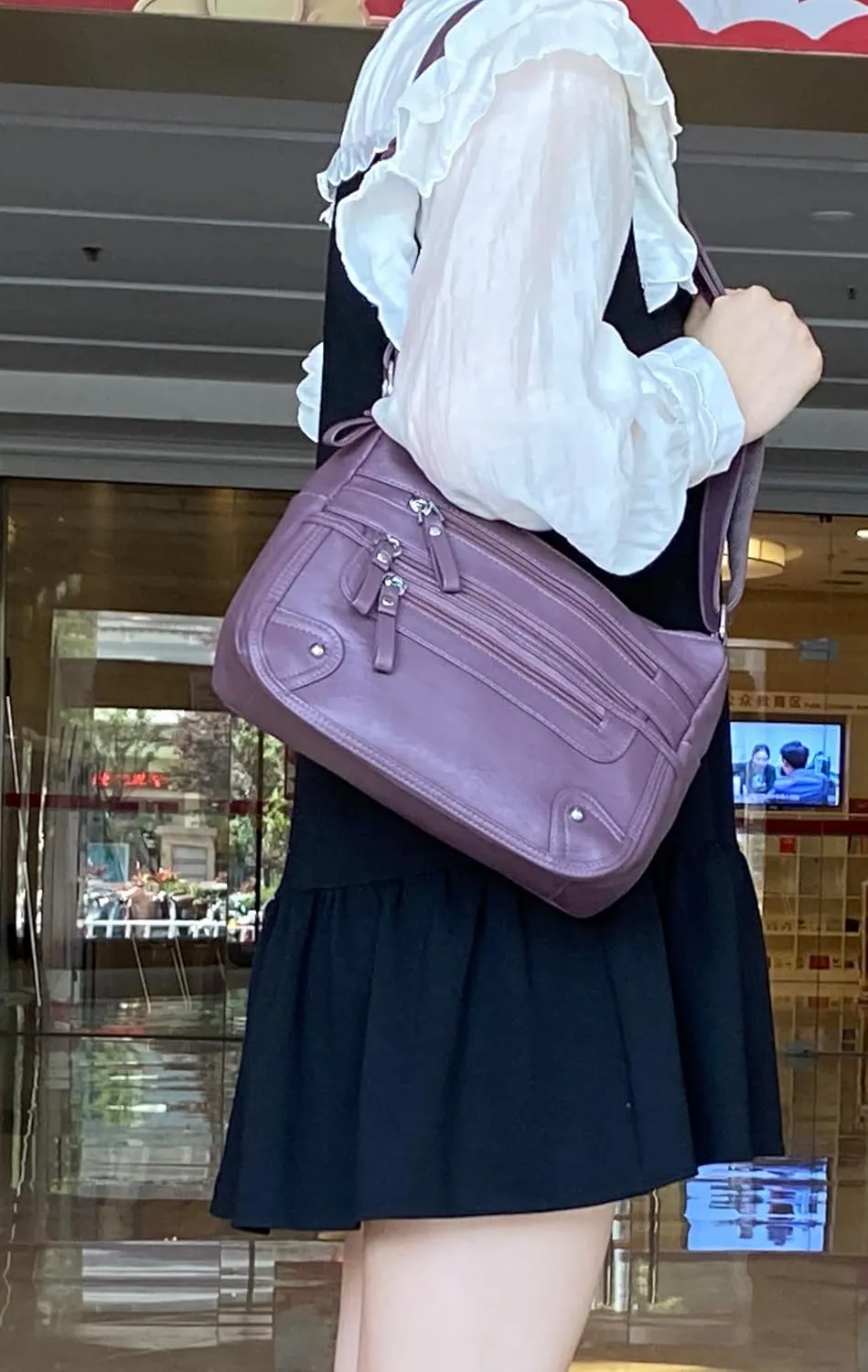 ELDA 10 Pockets Crossbody Purses for Women Medium Pocketbooks Lightweight Ladies Satchel Bag Multi Pocket Shoulder Handbag