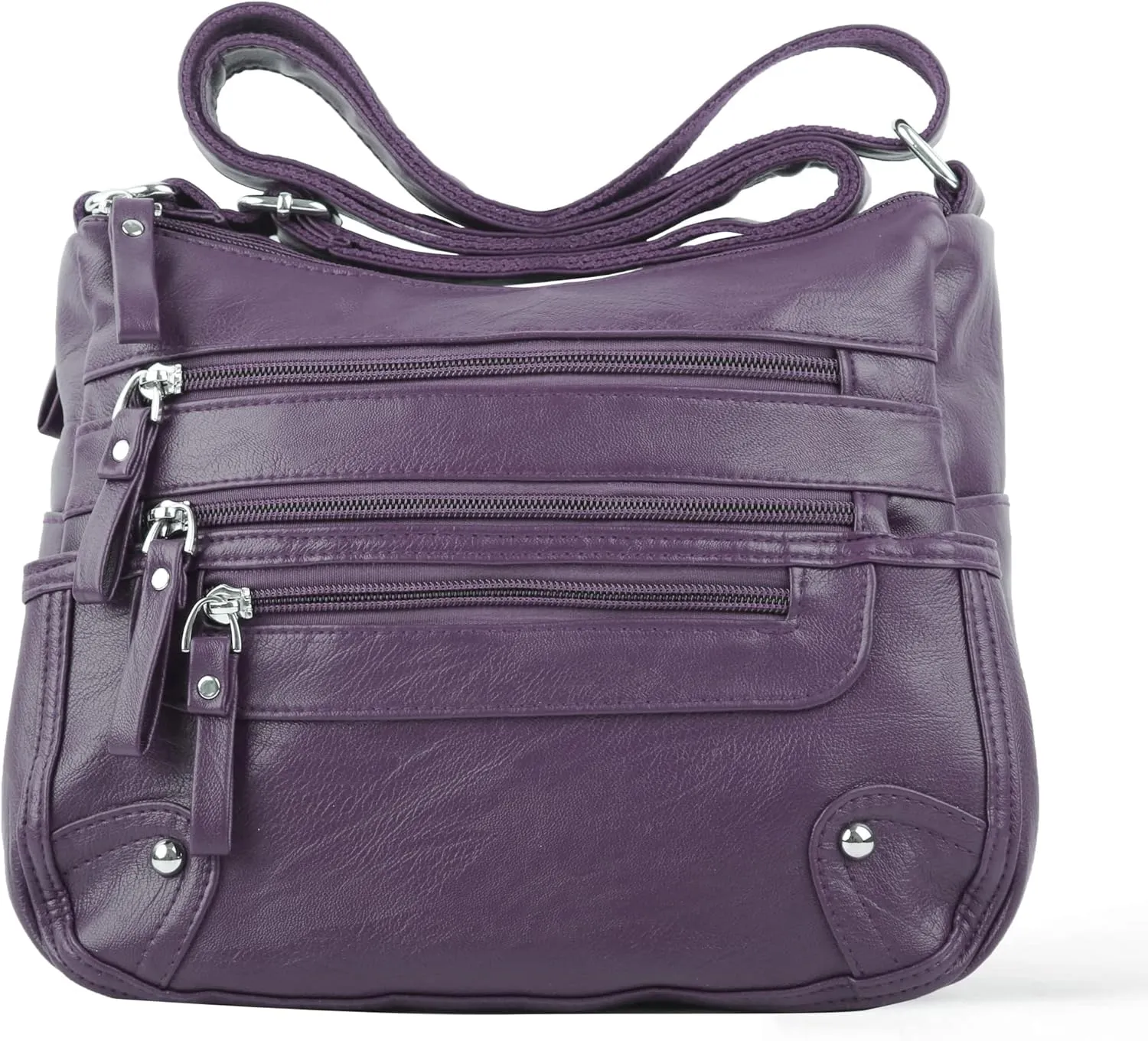 ELDA 10 Pockets Crossbody Purses for Women Medium Pocketbooks Lightweight Ladies Satchel Bag Multi Pocket Shoulder Handbag