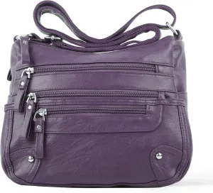 ELDA 10 Pockets Crossbody Purses for Women Medium Pocketbooks Lightweight Ladies Satchel Bag Multi Pocket Shoulder Handbag