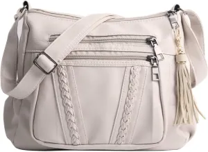 ELDA Crossbody Bags For Women Pocketbooks Soft PU Leather Purses and Handbags Multi Pocket Shoulder Bag