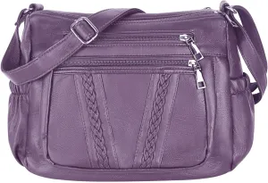 ELDA Crossbody Bags For Women Pocketbooks Soft PU Leather Purses and Handbags Multi Pocket Shoulder Bag