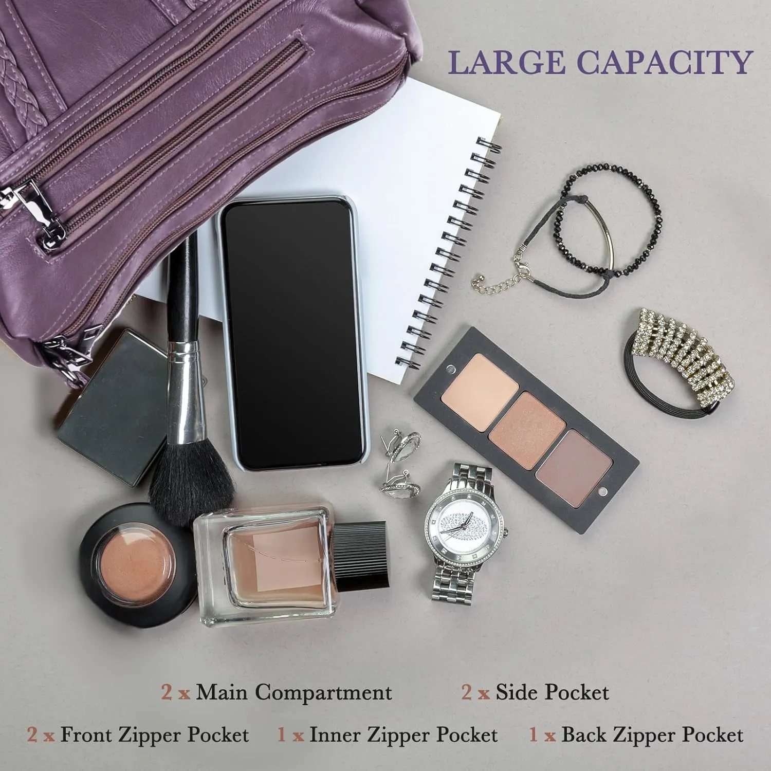 ELDA Crossbody Bags For Women Pocketbooks Soft PU Leather Purses and Handbags Multi Pocket Shoulder Bag