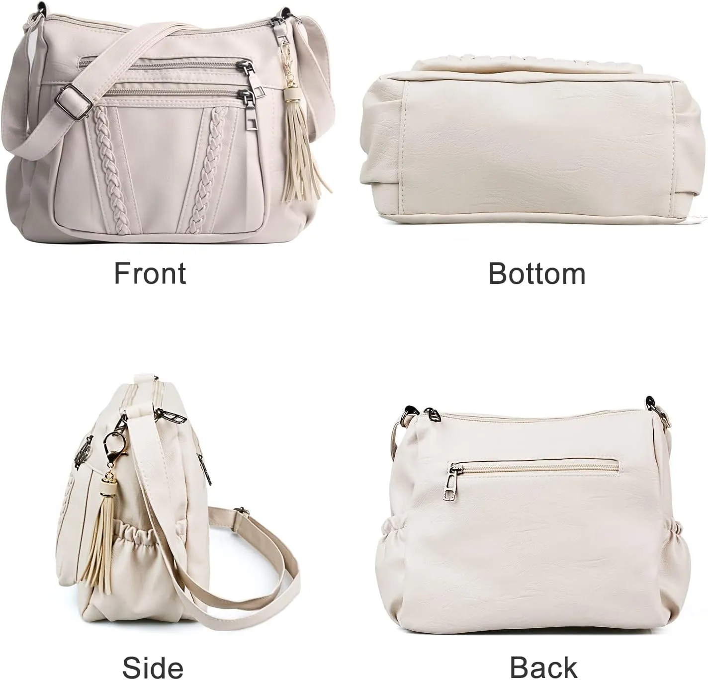 ELDA Crossbody Bags For Women Pocketbooks Soft PU Leather Purses and Handbags Multi Pocket Shoulder Bag