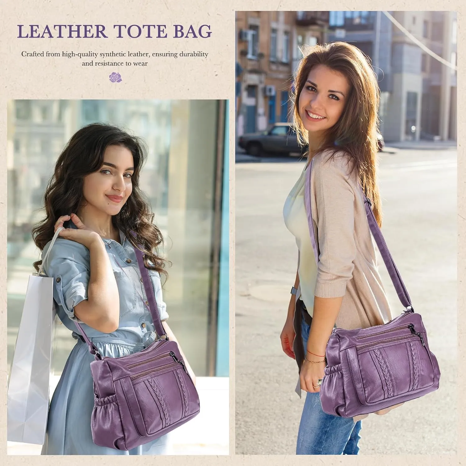 ELDA Crossbody Bags For Women Pocketbooks Soft PU Leather Purses and Handbags Multi Pocket Shoulder Bag