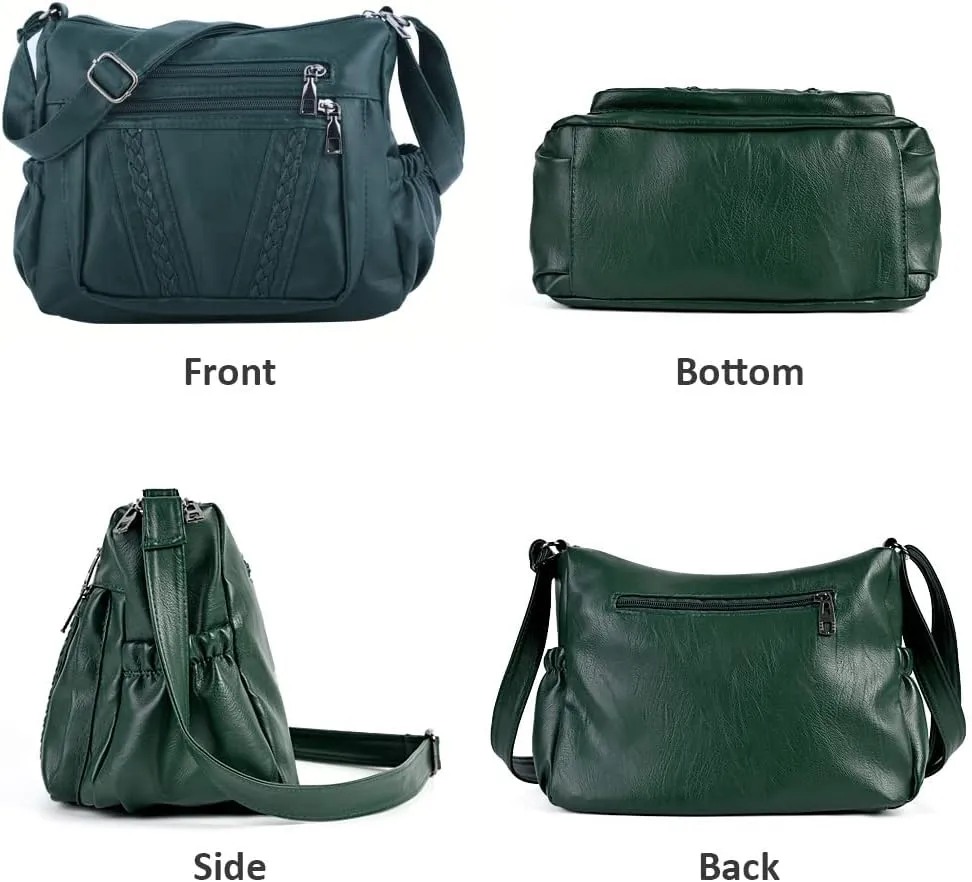 ELDA Crossbody Bags For Women Pocketbooks Soft PU Leather Purses and Handbags Multi Pocket Shoulder Bag