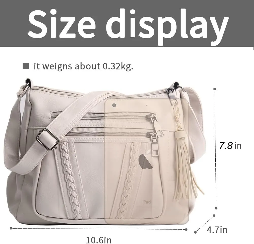 ELDA Crossbody Bags For Women Pocketbooks Soft PU Leather Purses and Handbags Multi Pocket Shoulder Bag