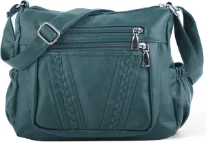 ELDA Crossbody Bags For Women Pocketbooks Soft PU Leather Purses and Handbags Multi Pocket Shoulder Bag