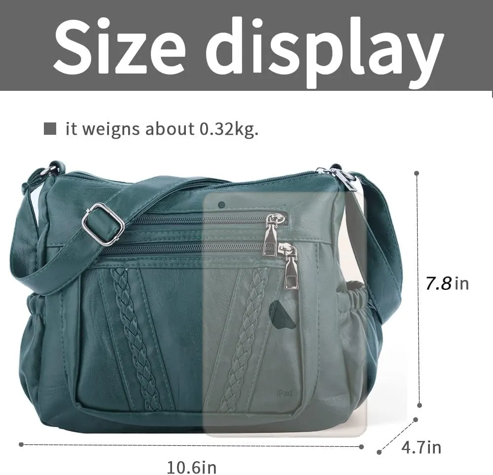 ELDA Crossbody Bags For Women Pocketbooks Soft PU Leather Purses and Handbags Multi Pocket Shoulder Bag