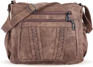 ELDA Crossbody Bags For Women Pocketbooks Soft PU Leather Purses and Handbags Multi Pocket Shoulder Bag