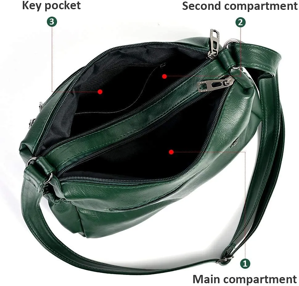 ELDA Crossbody Bags For Women Pocketbooks Soft PU Leather Purses and Handbags Multi Pocket Shoulder Bag