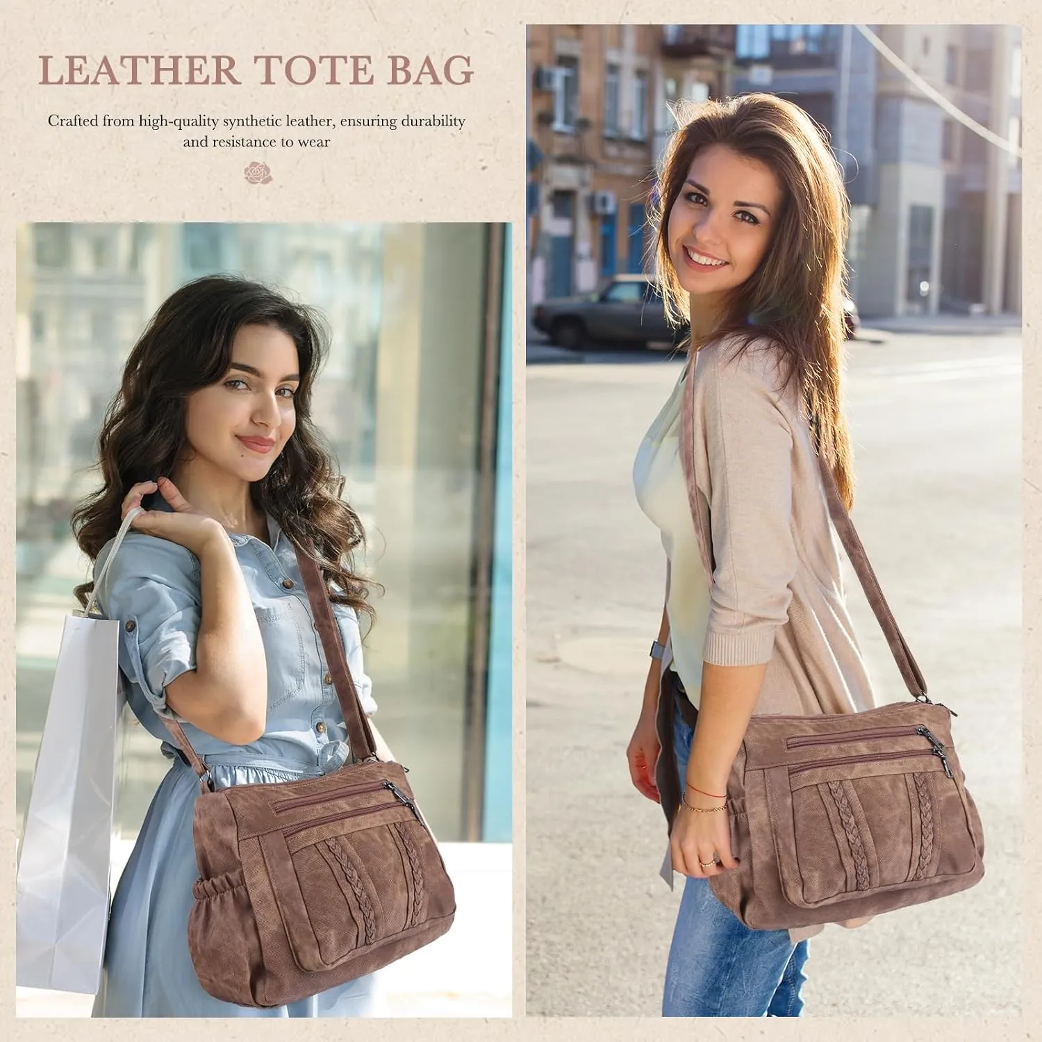 ELDA Crossbody Bags For Women Pocketbooks Soft PU Leather Purses and Handbags Multi Pocket Shoulder Bag