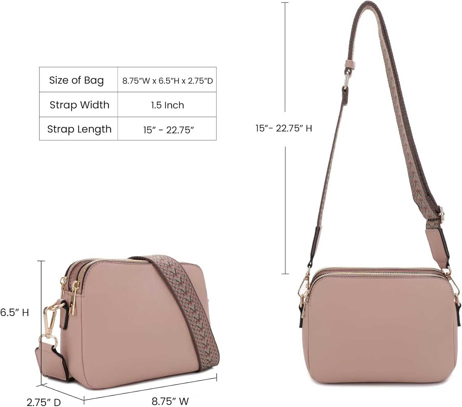 Emperia Crossbody Bag for Women Small Crossbody Camera Purses with Adjustable Webbing Shoulder Strap