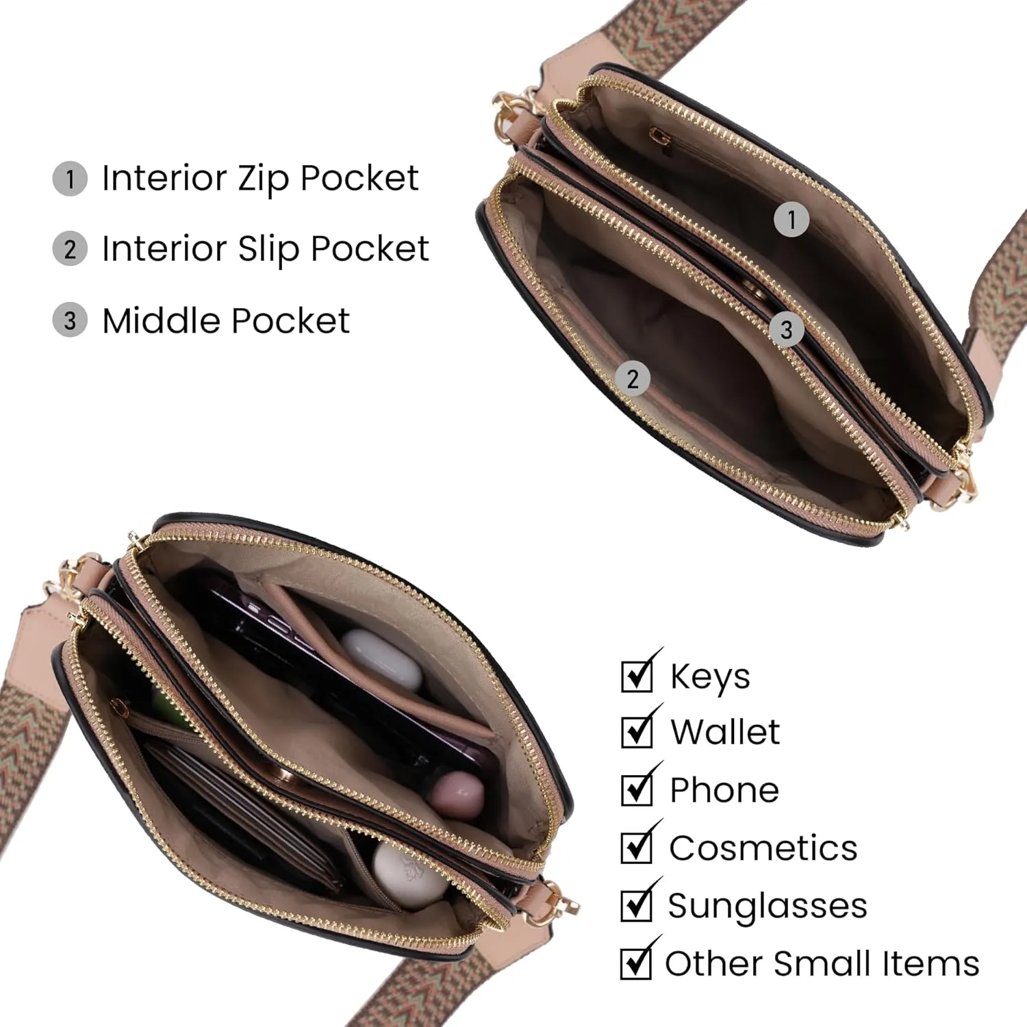 Emperia Crossbody Bag for Women Small Crossbody Camera Purses with Adjustable Webbing Shoulder Strap