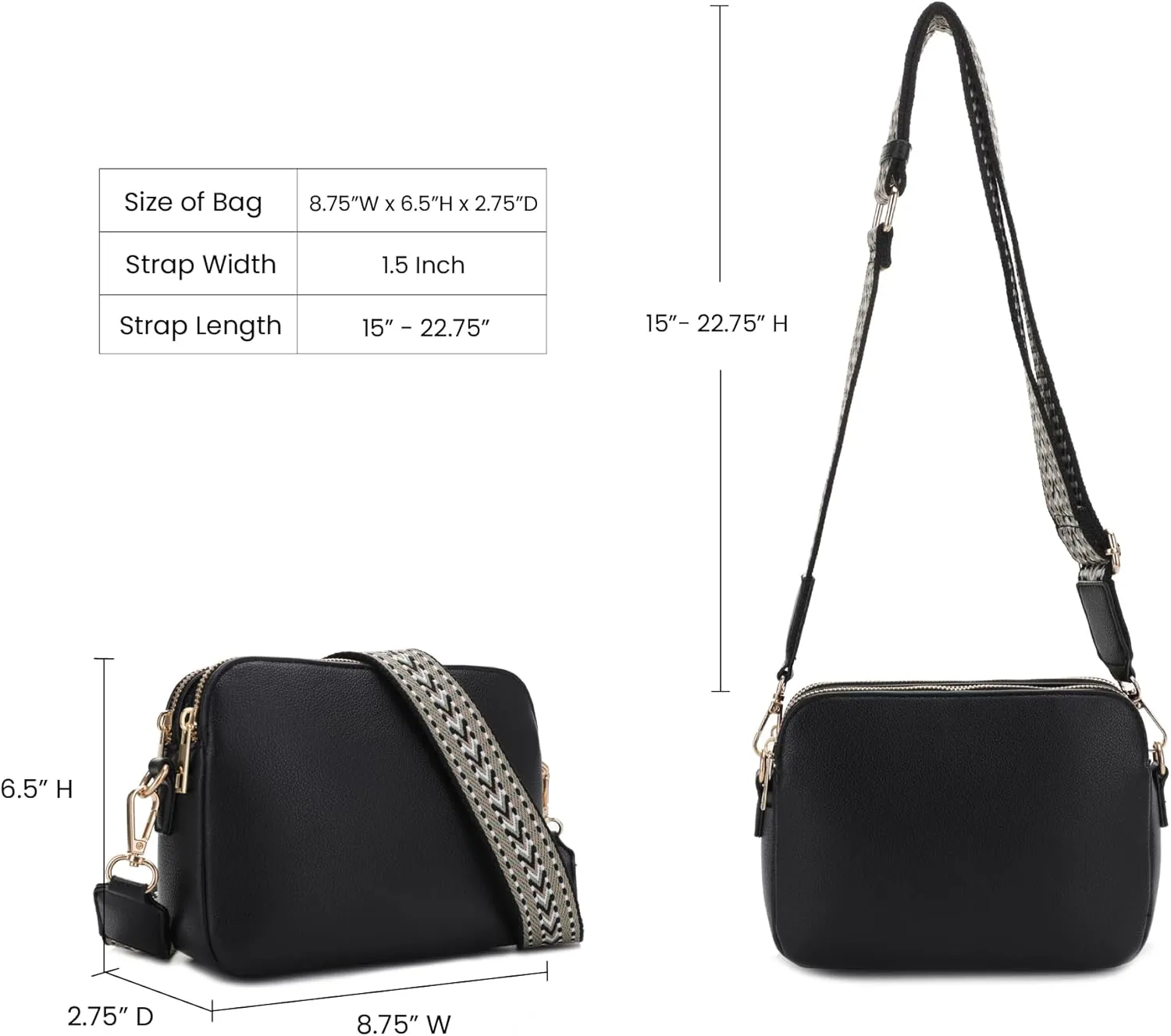 Emperia Crossbody Bag for Women Small Crossbody Camera Purses with Adjustable Webbing Shoulder Strap
