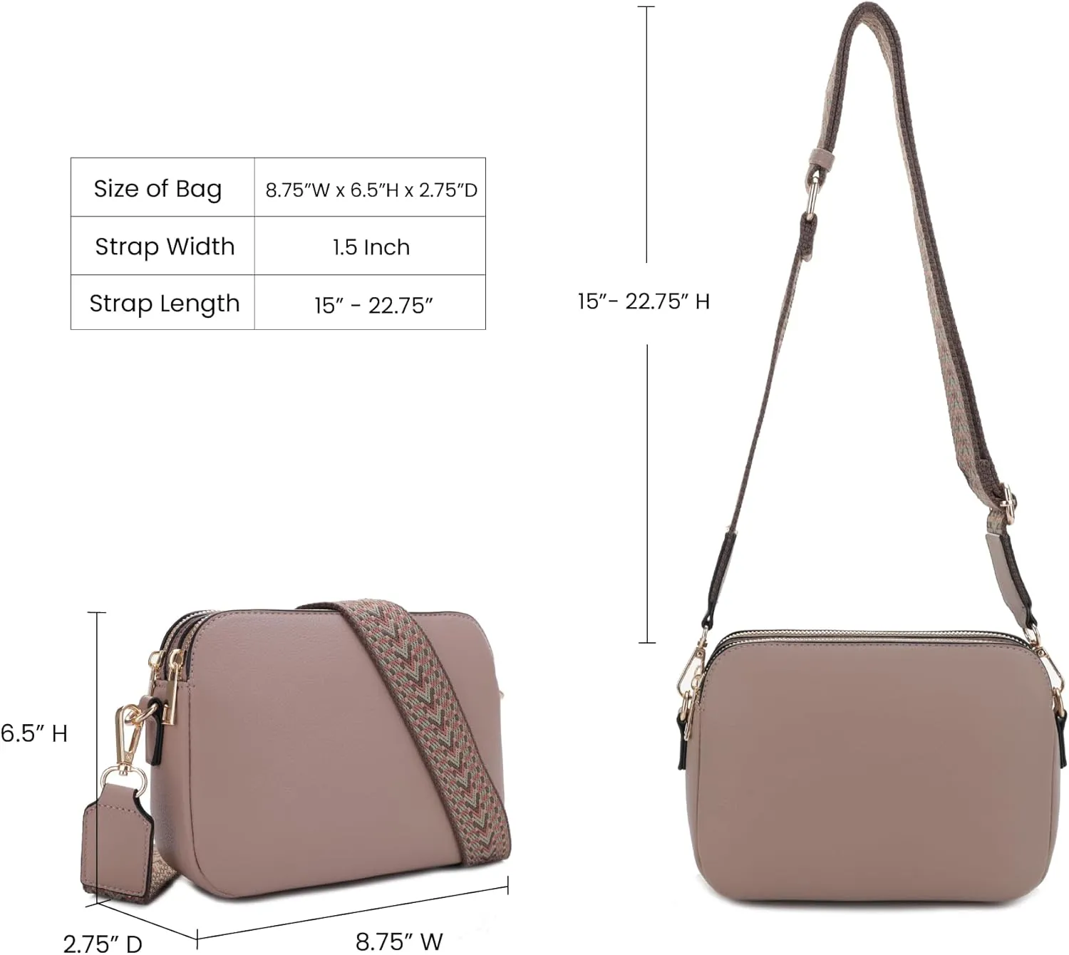 Emperia Crossbody Bag for Women Small Crossbody Camera Purses with Adjustable Webbing Shoulder Strap