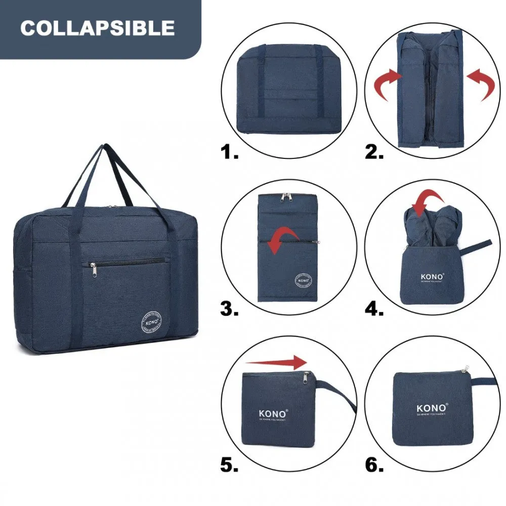 Eq2308 - Kono Foldable Waterproof Storage Cabin Travel Handbag - Navy
