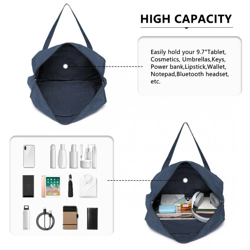 Eq2308 - Kono Foldable Waterproof Storage Cabin Travel Handbag - Navy