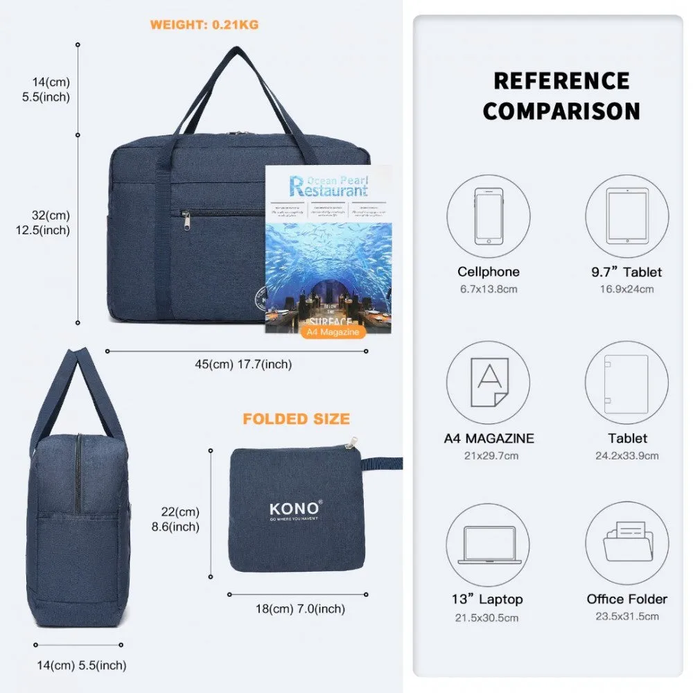 Eq2308 - Kono Foldable Waterproof Storage Cabin Travel Handbag - Navy
