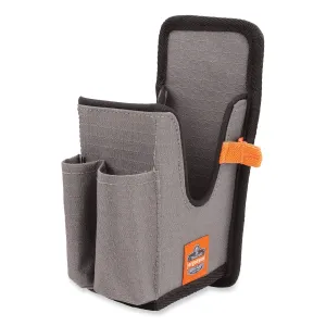 ergodyne® Squids 5541 Handheld Barcode Scanner Holster with Belt Clip, Large, 2 Compartments, 2.75 x 3.5 x 8, Polyester,Gray
