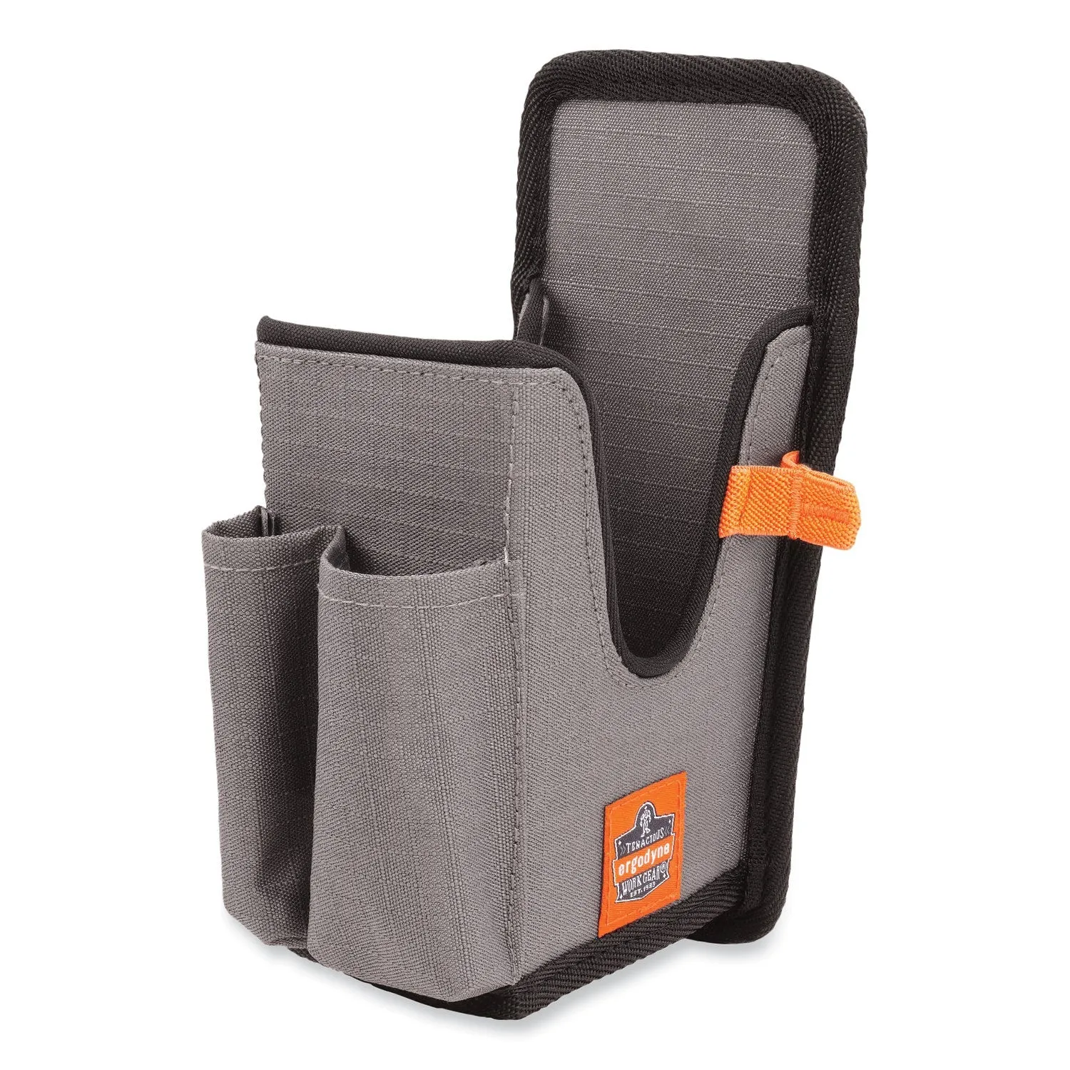ergodyne® Squids 5541 Handheld Barcode Scanner Holster with Belt Clip, Large, 2 Compartments, 2.75 x 3.5 x 8, Polyester,Gray