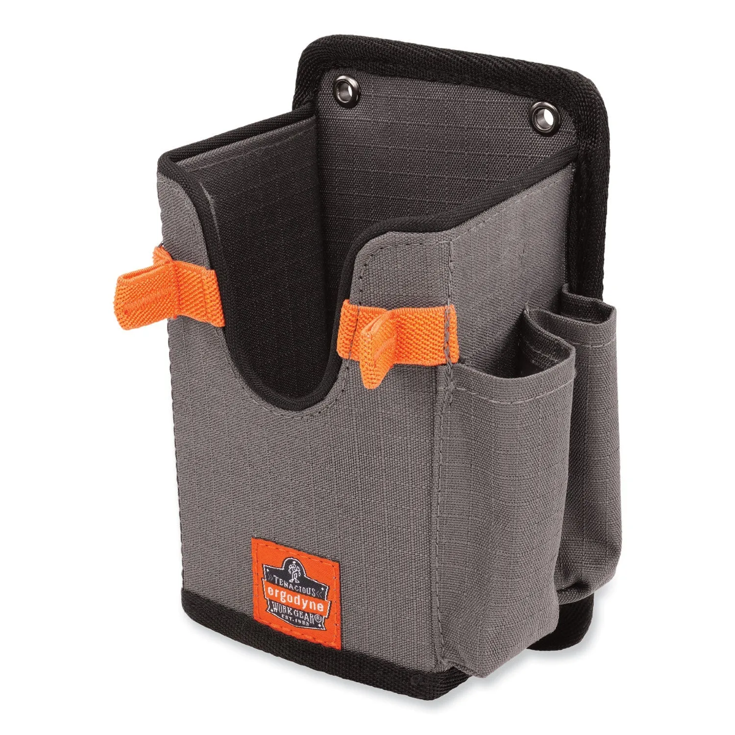 ergodyne® Squids 5543 Handheld Barcode Scanner Mount Holder with Fastener Straps, 2 Compartments, 3.5 x 2.5 x 7.3, Gray