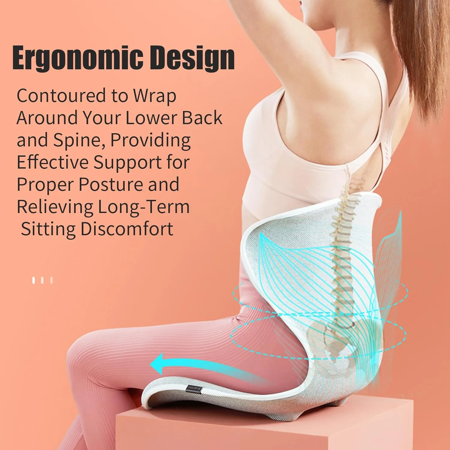 Ergonomic Back Cushion for Lower Pain Relief, Lumbar Support for Office Chair Back Support for Computer Chairs, Gaming,Home - Working, Improve Posture, Floor Seat,Meditation Chair. (Gray)