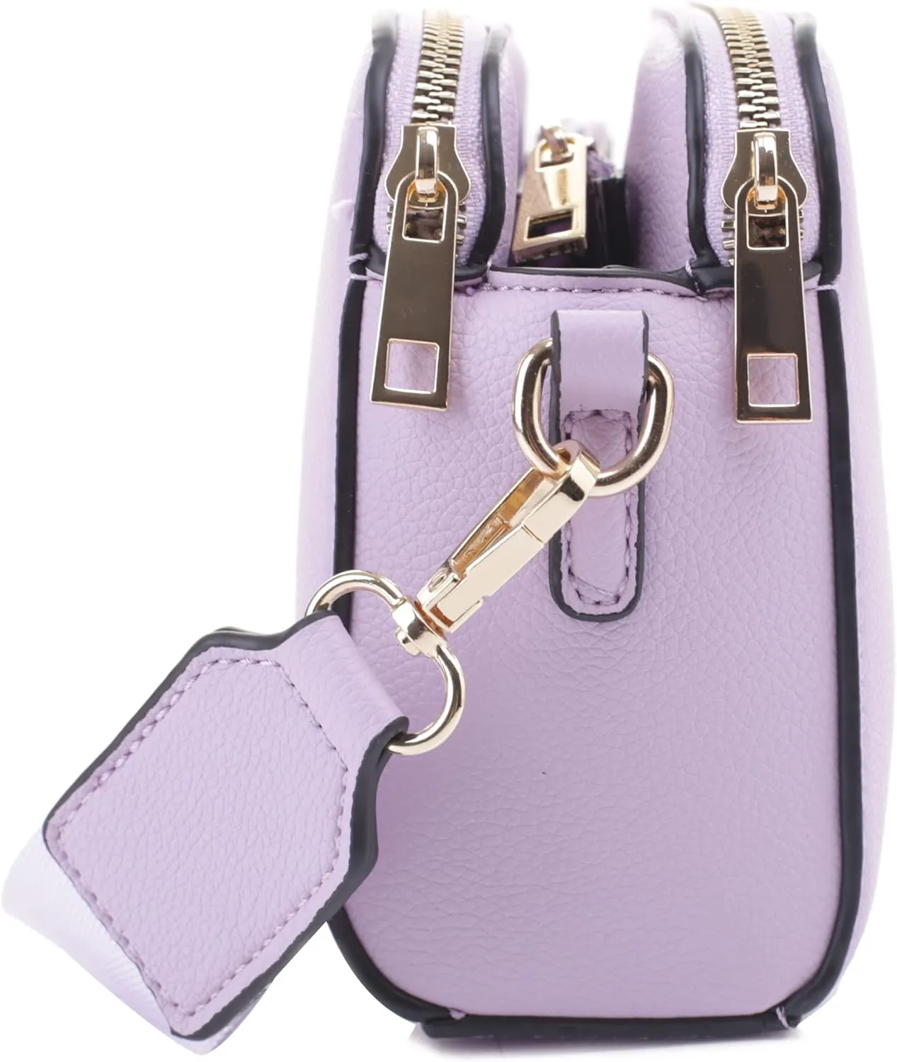 EVVE Crossbody Bags for Women Trendy Triple Zip Small Crossbody Camera Bag Purse with Wide Guitar Strap