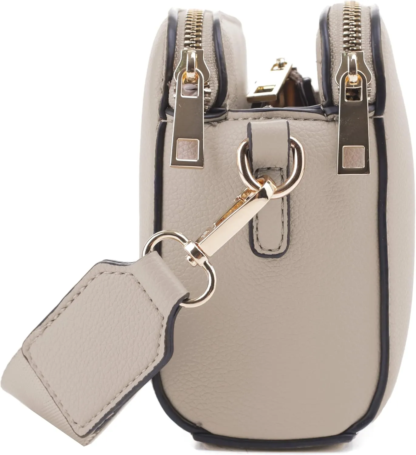 EVVE Crossbody Bags for Women Trendy Triple Zip Small Crossbody Camera Bag Purse with Wide Guitar Strap