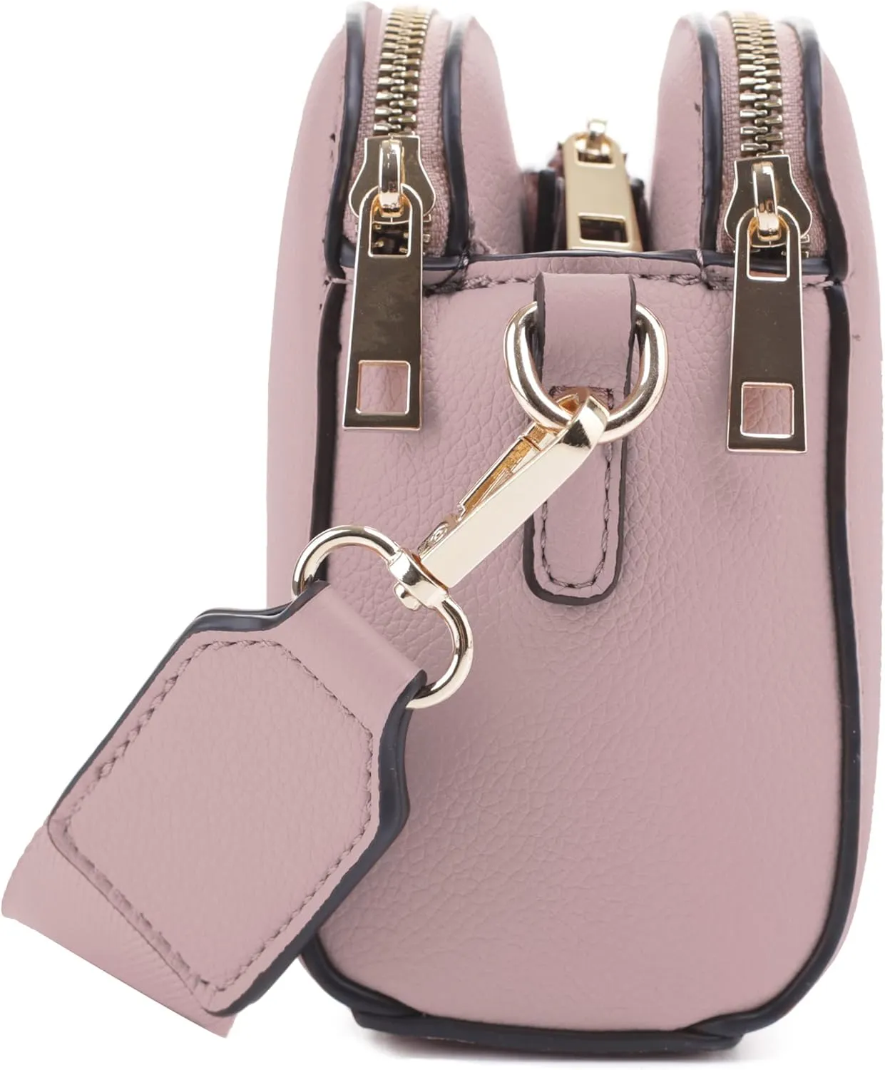 EVVE Crossbody Bags for Women Trendy Triple Zip Small Crossbody Camera Bag Purse with Wide Guitar Strap
