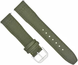 Ewatchparts 22mm Canvas Leather Watch Band Strap Compatible With IWC Pilot Top Gun Portuguese Green