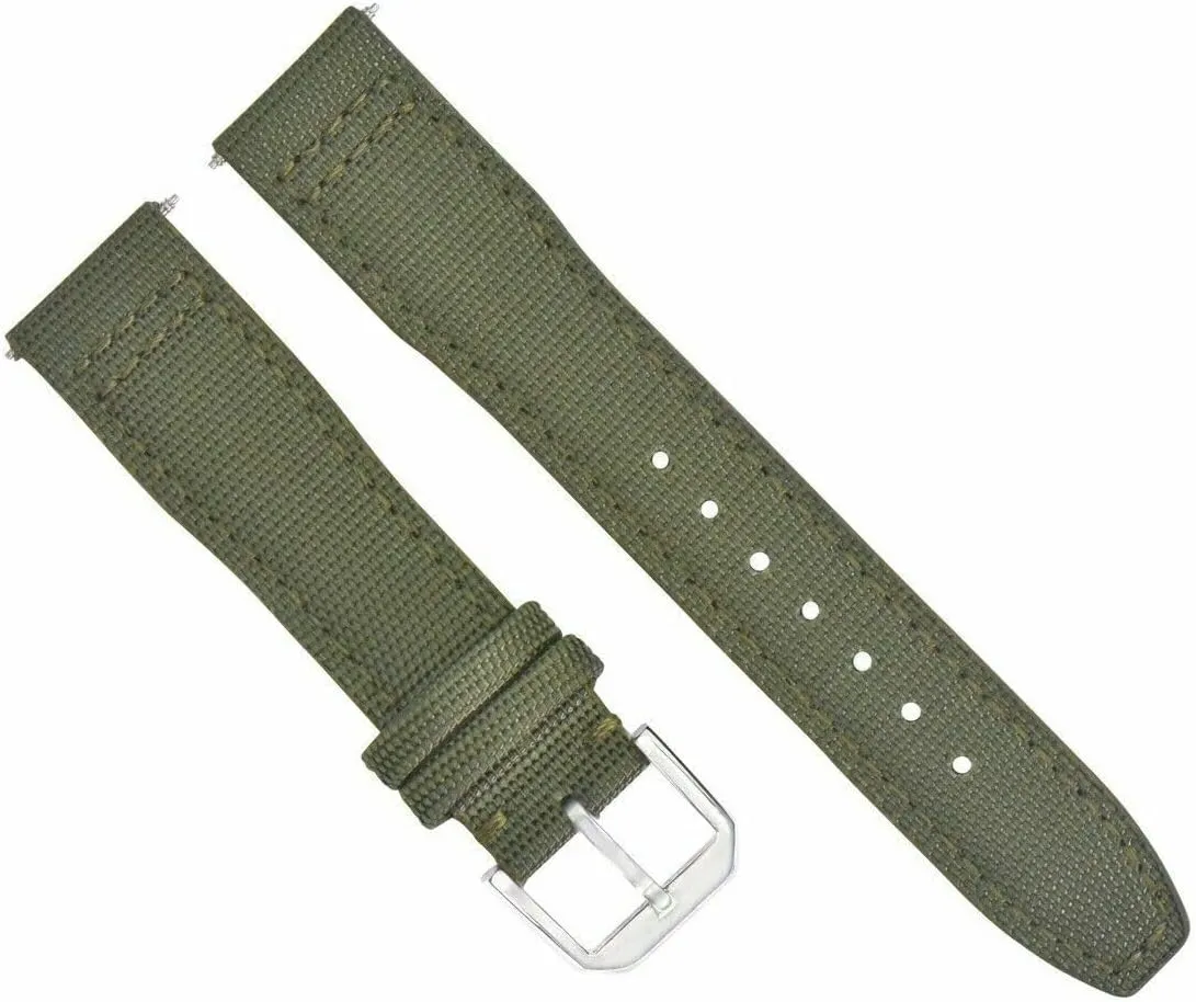 Ewatchparts 22mm Canvas Leather Watch Band Strap Compatible With IWC Pilot Top Gun Portuguese Green