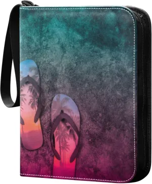 Exnundod 4 Pocket Trading Card Binder Colorful Flip Flop PU Leather Card Collection Binder Seabed Sports Card Binder 400 Cards Organizer Binder Collectible Trading Card Albums