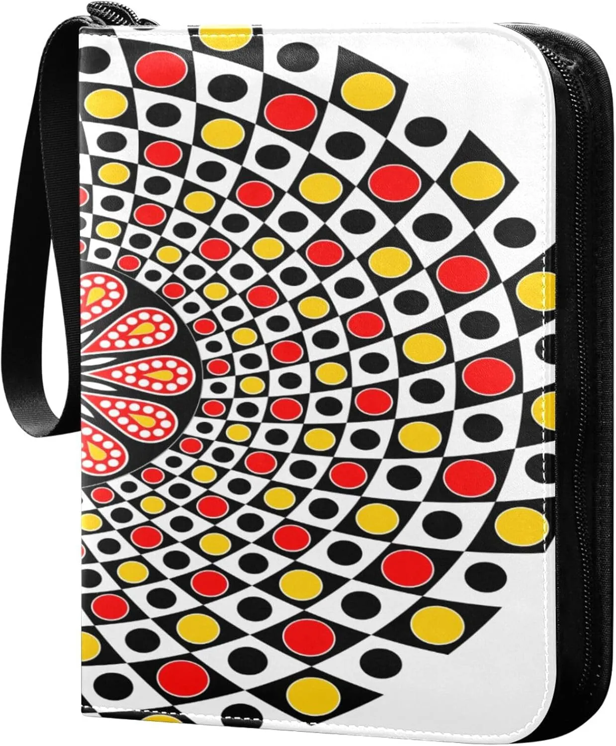 Exnundod 4 Pocket Trading Card Binder Colorful Mandala, PU Leather Card Collection Binder Abstract 400 Cards Organizer Binder Collectible Trading Card Albums for Sports Game Card
