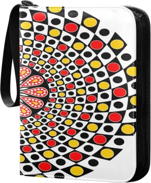 Exnundod 4 Pocket Trading Card Binder Colorful Mandala, PU Leather Card Collection Binder Abstract 400 Cards Organizer Binder Collectible Trading Card Albums for Sports Game Card