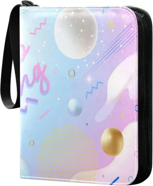 Exnundod 4 Pocket Trading Card Binder Hello Spring, PU Leather Card Collection Binder Colorful Magic Ball 400 Cards Organizer Binder Collectible Trading Card Albums for Sports Game Card